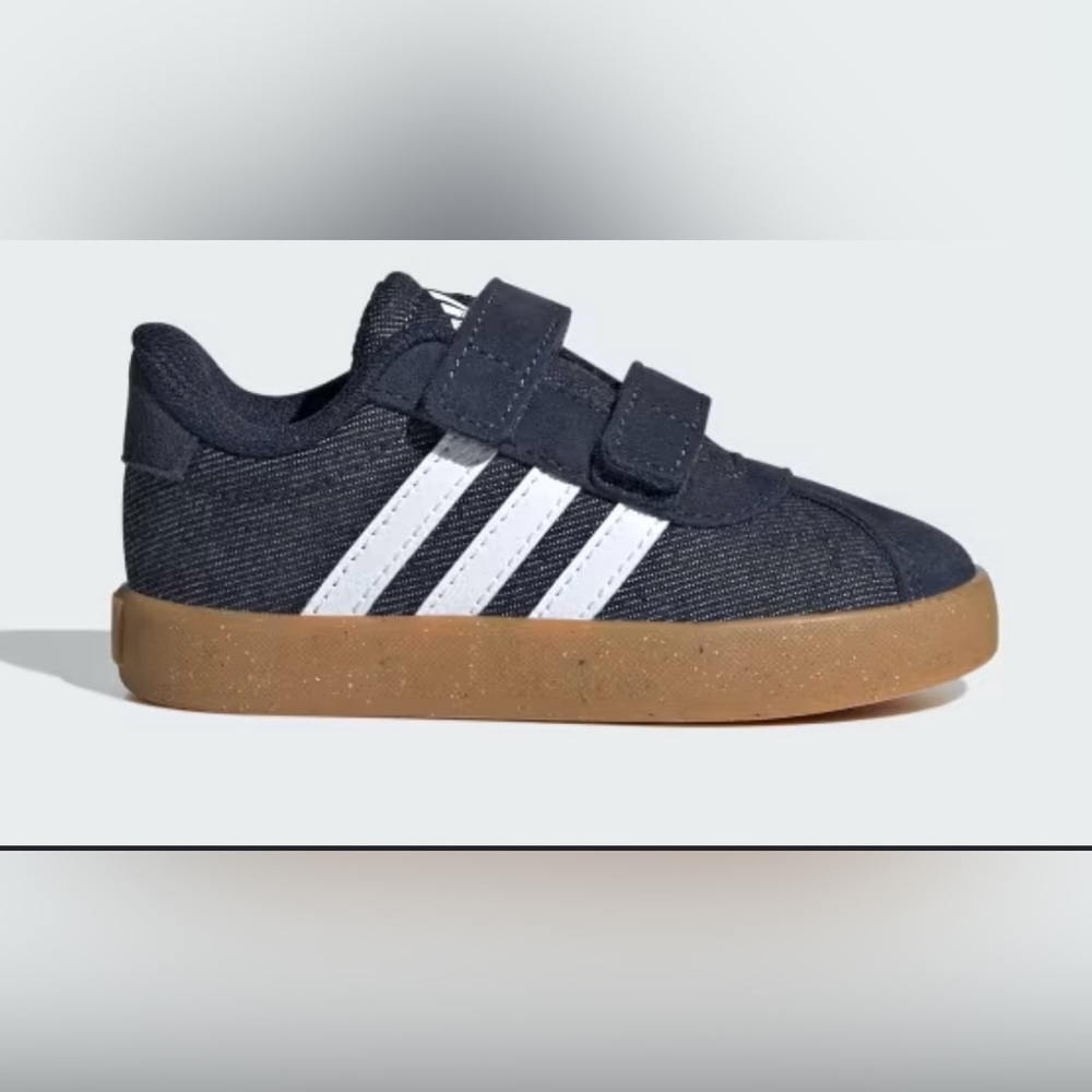 Boys Toddler Size 8 Navy Velcro Sneakers with White Stripes
